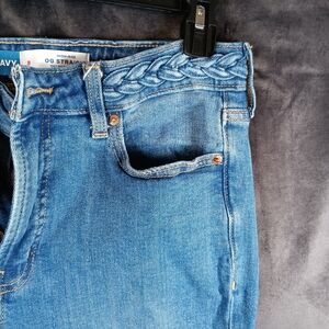 Old Navy High-Rise Blue Denim Jeans Size 8 Braided Waistband